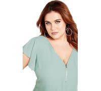 City Chic Women's Apparel Women's Plus Size Top Zip Fling, Seafoam, 26 Plus