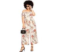 City Chic Women's Plus Jumpsuit Botanical in Ivory Sweet Botanica, Size 24, 28