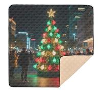 City Christmas Tree at Night Soft Thick Baby Play Mat for Indoor Outdoor Comfortable Tummy Time Mat for Newborns Babies Infants Toddlers, 50'' x 50''