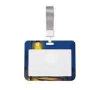 City Corner Id Badge Holder with Lanyard-Horizontal Card Protector, Clear Abs Hard Shell for Work Office Events