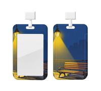 City Corner Id Badge Holder with Lanyard-Vertical Card Protector Clear Abs Hard Shell, Retractable Reel for Work Office