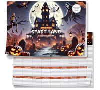 City Country River Horror Card Game, Halloween Party Edition for Kids & Adults - The Perfect Halloween Multiplayer Game, Funny Family Game with 50 Cards, Ages 9+, with Score Collection