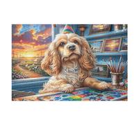 City Cute Teddy Dog 1000 Pieces Classic Jigsaw Puzzle Splendid Celestial Critters Puzzle for Adults Concentration Training Wall Art Mental Exercise Cardboard 1000 PCS