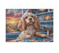 City Cute Teddy Dog 300 Pieces Premium Jigsaw Puzzle Splendid Celestial Critters Adult Jigsaws Educational Challenge Mental Exercise Wall Art Winter Rigid Cardboard 300 PCS