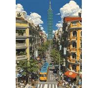 City Diamond Art Kits Adults, Street View 5D DIY Diamond Painting for Adults, DIY Full Drill Crystal Art Gem Kits for Beginners, 5D Cross Stitch Embroidery Crafts Pictures, Wall Decor, 90x120cm 0-7717