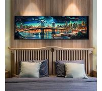 City Diamond Art Kits for Adults, 31.4x82.6 Inch/80x210 cm Large Dimond Picture Art for Wall Decor, Bridge Diamond Painting Kit for Kids/Beginners, DIY 5D Diamond Painting Cross Stitch for Home Decor