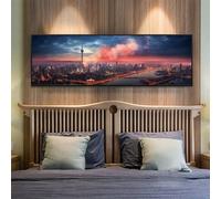 City Diamond Art Kits for Adults, 31.4x82.6 Inch/80x210 cm Large Dimond Picture Art for Wall Decor, Landscape Diamond Painting Kit for Kids, DIY 5D Diamond Painting Cross Stitch for Home Decor