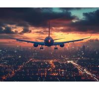 City Diamond Art, Large Diamond Painting Airplane Dimond Painting Crystal Art Kits Adult Crafts DIY Cross Stitch Crafts Pictures Embroidery Kit for Beginner, Home Wall Decor, Gifts 80x60cm -lsy25010DC