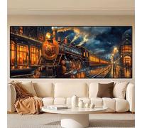 City Diamond Art Painting, 5D Train Diamond Painting kit, Large 200x100cm/39x79in Dimond Art for Adults, DIY Crystal Art Gem Cross Stitch Embroidery Crafts, Hobbies for Adults Women, Home Decor 0R-24