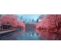 City Diamond Pinting Cherry Blossoms Diamond Art Kits Adults, Crystal Gem Art Round Full Drill Crystal Rhinestone Embroidery Cross Stitch Hobbies for Adults Women, Home Decor 12x24inch -hjw2604EM