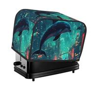 City Dolphins In The Night Sky Toaster Cover 2 Slice Kitchen Small Appliance Covers With Pockets Dust And Fingerprint Protectio