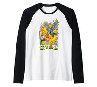 City Dunk Basketball Graphic with Flaming Slam Hoop Raglan Baseball Tee