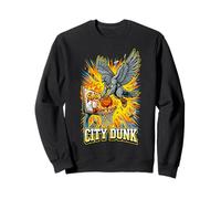 City Dunk Basketball Graphic with Flaming Slam Hoop Sweatshirt