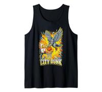 City Dunk Basketball Graphic with Flaming Slam Hoop Tank Top