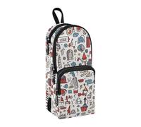 City Elements Pencil Case, Big Capacity Pen Bag with Compartment Students Schoolbag Shape Stationery Organizer Pencil Pouch Marker Case for School Office Work