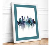 City Fading into Mist Minimalist Framed Wall Art Print A1 (84.1×59.4cm) White, Wall Decor for Living Room, Bedroom, Office & Home, Ready to Hang, Art Gift