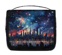 City Fireworks at Night Hanging Toiletry Bag Travel Wash Bag Cosmetic Makeup Accessories Organizer Waterproof Shower Bag Beauty Pouch for Women Girls Kids Gift