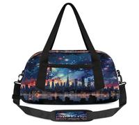 City Fireworks at Night Kids Overnight Duffle Bags Boys Girls Teen Sports Gym Bag for Weekender Travel Gymnastics Dance Ballet