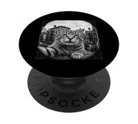 City Fisheye Tabby Cat Taking Selfie Funny PopSockets Adhesive PopGrip