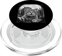 City Fisheye Tabby Cat Taking Selfie Funny PopSockets PopGrip for MagSafe