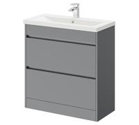City Floor Standing 2 Drawer Vanity Unit and Basin with 1 Tap Hole | Gloss Grey | MDF | 800mm