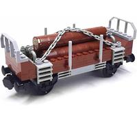 City Freight Train Car Carriage Building Blocks Set, Cargo Train Carts Building Kit, Heavy Timber Railroad Carriage Car Modular Building Blocks, DIY Gift for Adult