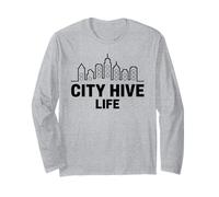 City Hive Life Urban Beekeeper Skyline Art Long Sleeve T-Shirt