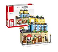 City Hotel Building Blocks Kit, Hotel Architecture Street View Modular Building Blocks for Adults, House Construction Building Bricks, 1464 PCS