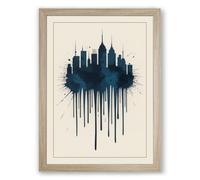 City in Dissolution Modern Framed Wall Art Print A1 (84.1×59.4cm) Oak, Wall Decor for Living Room, Bedroom, Office & Home, Ready to Hang, Art Gift