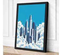 City in the Clouds Modern Canvas Wall Art Print 24x16 Inch (61 x 41 cm)