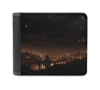 City in The Dark Leather Wallets RFID Blocking Slim Front Pocket Wallet Leather Money Clip, Stylish Mens Bifold Wallet Credit Card Holder Gift for Men