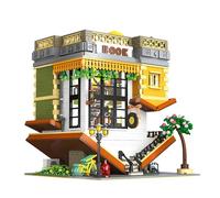 City Inverted Bookstore Building Set, Creative Bookshop Modular Building Blocks Kit, Street View House Architecture Model Toy, Home Office Decor, Gift for Adults Teens Aged 14+