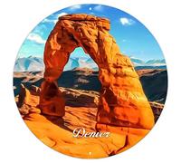 City Landscape Travel Souvenir Round Metal Wall Sign USA Colorado Capital Denver Metal Tin Sign City in Colorado State Farmhouse Signs for Front Porch Living Room Bedroom 9x9in