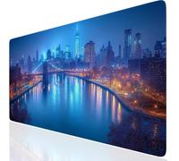 City Large Gaming Mouse Pad 1000x500x3mm XXL Extended Desk Mat, Blue Mouse Mat with Non-Slip Rubber Base, Gaming Mousepad Waterproof, Desk Pad Stitched Edge for Office, Home, Laptop, Gifts UK-7150