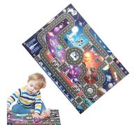 City Life Road Rug, Kids Play Carpet, Fun Car Mat with Interactive Street Map, Learning Activity Rug, Playroom Accessory with Soft Texture, Home Supplies for Toy Vehicles Boys Girls
