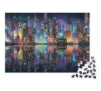 City Lights Reflections -1 1000-Piece Puzzle for Adults, 52x38cm/1000pcs, Smooth White Card with Reduced Dust; Shared Family Time Around The Table