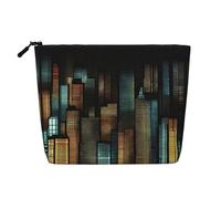 City Lights Single-Layer Linen-Look Makeup Pouch with Zipper Ensuring for Your Daily or Travel Needs
