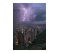 City Lights Vs. Stormy Skies Detailed Jigsaw Puzzle for Adults, 300 PCS