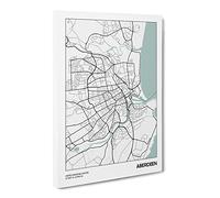 City Map Aberdeen Uk Canvas Print | Gallery Wrapped 30mm Frame Wall Art | 24x16 inches | Ready to Hang | Modern Maps Picture | Living Room Bedroom Lounge Office