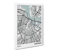 City Map Amsterdam Netherlands Canvas Print | Gallery Wrapped 30mm Frame Wall Art | 24x16 inches | Ready to Hang | Modern Maps Picture | Living Room Bedroom Lounge Office