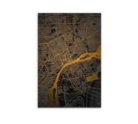City Map Art Print Urban Gold Wall Decor Black And Gold Poster Modern Home Decoration Map Illustration Contemporary Wall Art Gift for City Lovers Gift 12x18inch(30x45cm) Unframed