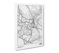 City Map Bath Uk Canvas Print | Gallery Wrapped 30mm Frame Wall Art | 20x14 inches | Ready to Hang | Modern Maps Picture | Living Room Bedroom Lounge Office