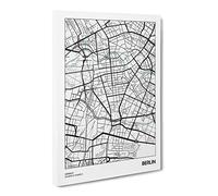 City Map Berlin Germany Canvas Print | Gallery Wrapped 30mm Frame Wall Art | 20x14 inches | Ready to Hang | Modern Maps Picture | Living Room Bedroom Lounge Office