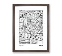 City Map Berlin Germany Modern Framed Print | A2 Walnut Framed Wall Art | Ready to Hang | Modern Map Picture | Living Room Bedroom Lounge Office