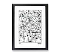 City Map Berlin Germany Modern Framed Print | A3 Black Framed Wall Art | Ready to Hang | Modern Map Picture | Living Room Bedroom Lounge Office