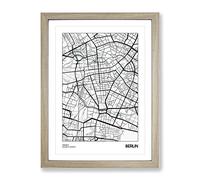 City Map Berlin Germany Modern Framed Print | A4 Oak Framed Wall Art | Ready to Hang | Modern Map Picture | Living Room Bedroom Lounge Office