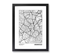 City Map Birmingham Uk Modern Framed Print | A4 Black Framed Wall Art | Ready to Hang | Modern Map Picture | Living Room Bedroom Lounge Office