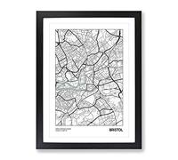 City Map Bristol Uk Framed Wall Art Print A2 Black