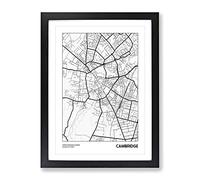City Map Cambridge Uk Modern Framed Print | A4 Black Framed Wall Art | Ready to Hang | Modern Map Picture | Living Room Bedroom Lounge Office