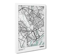 City Map Cardiff Uk Canvas Print | Gallery Wrapped 30mm Frame Wall Art | 24x16 inches | Ready to Hang | Modern Maps Picture | Living Room Bedroom Lounge Office